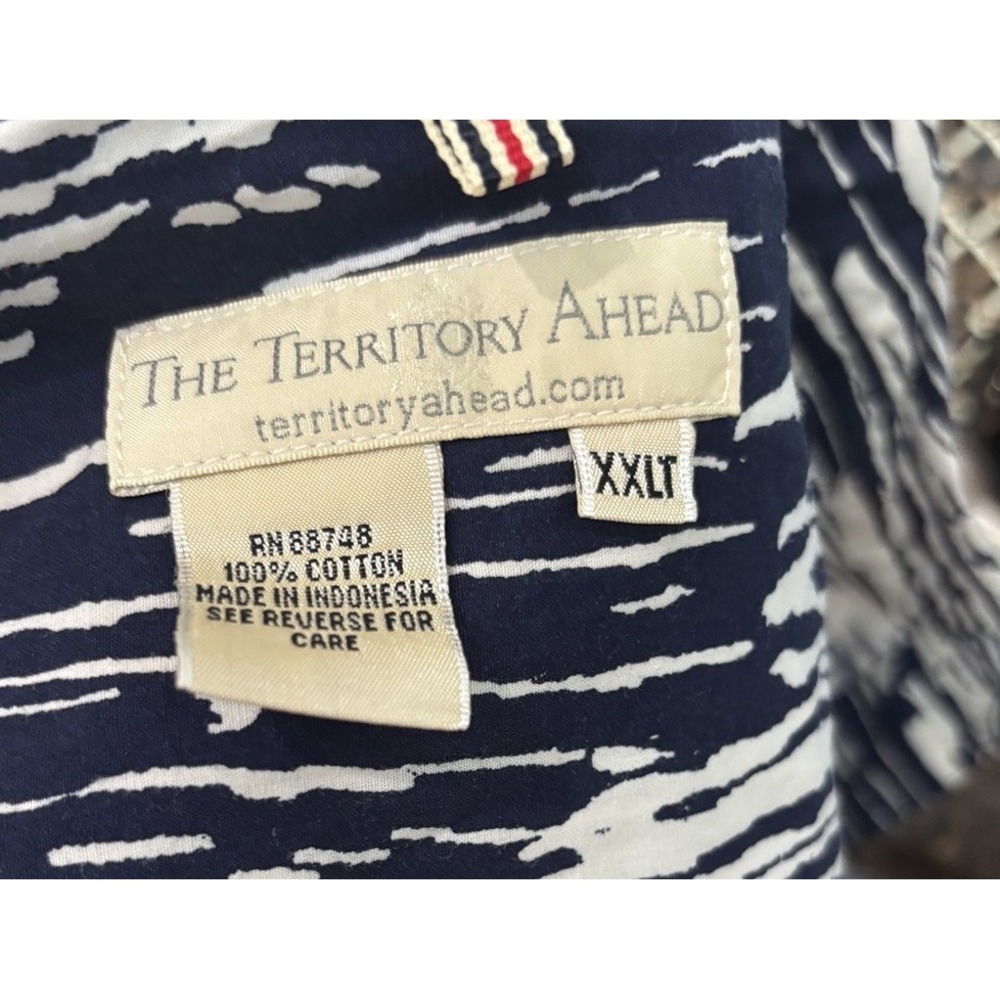 Territory Ahead Hawaiian Shirt Mens 2XL Tall Tropical Palm Canoe Aloha Cotton - Picture 3 of 6